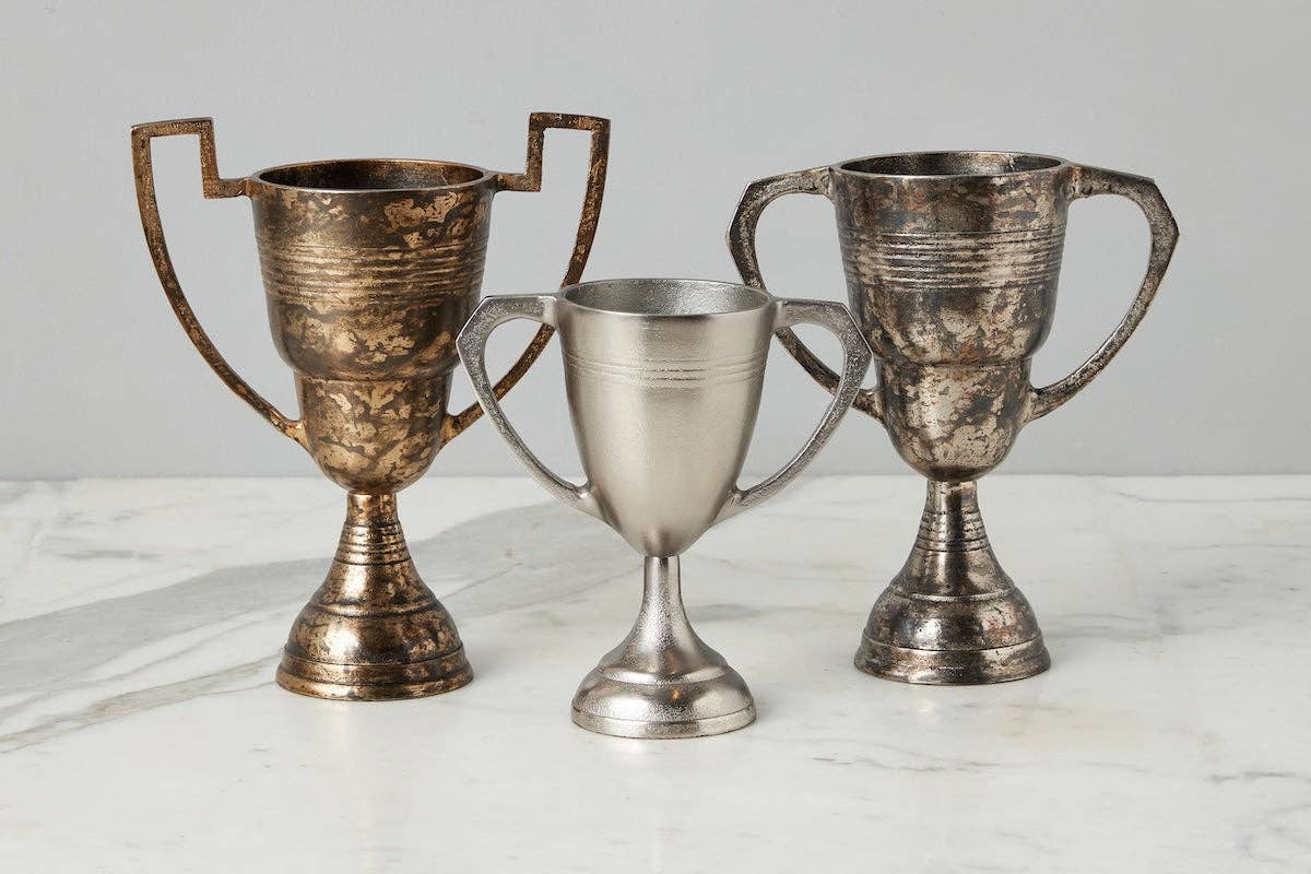 Vintage Trophy Cup, Large, Distressed Silver