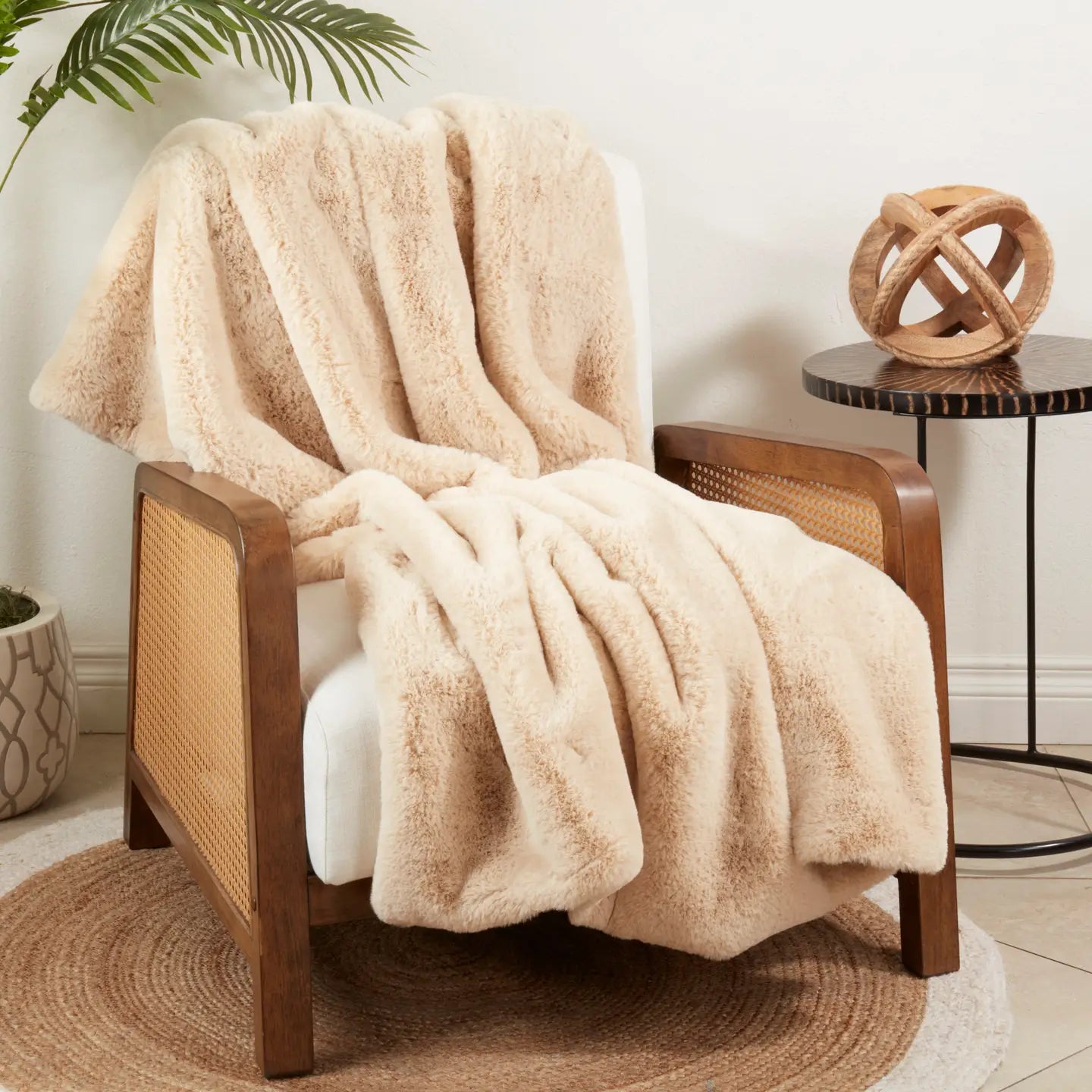 FAUX RABBIT THROW