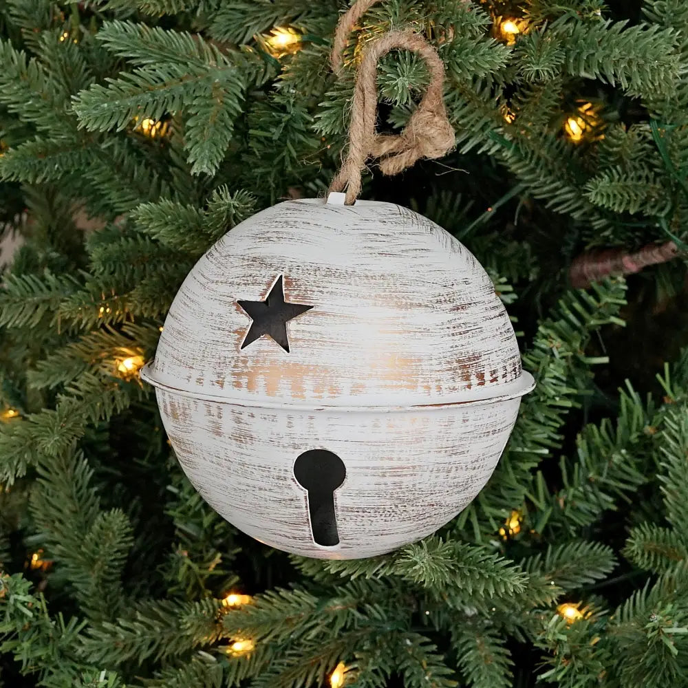 WHITE METAL BELL ORNAMENT