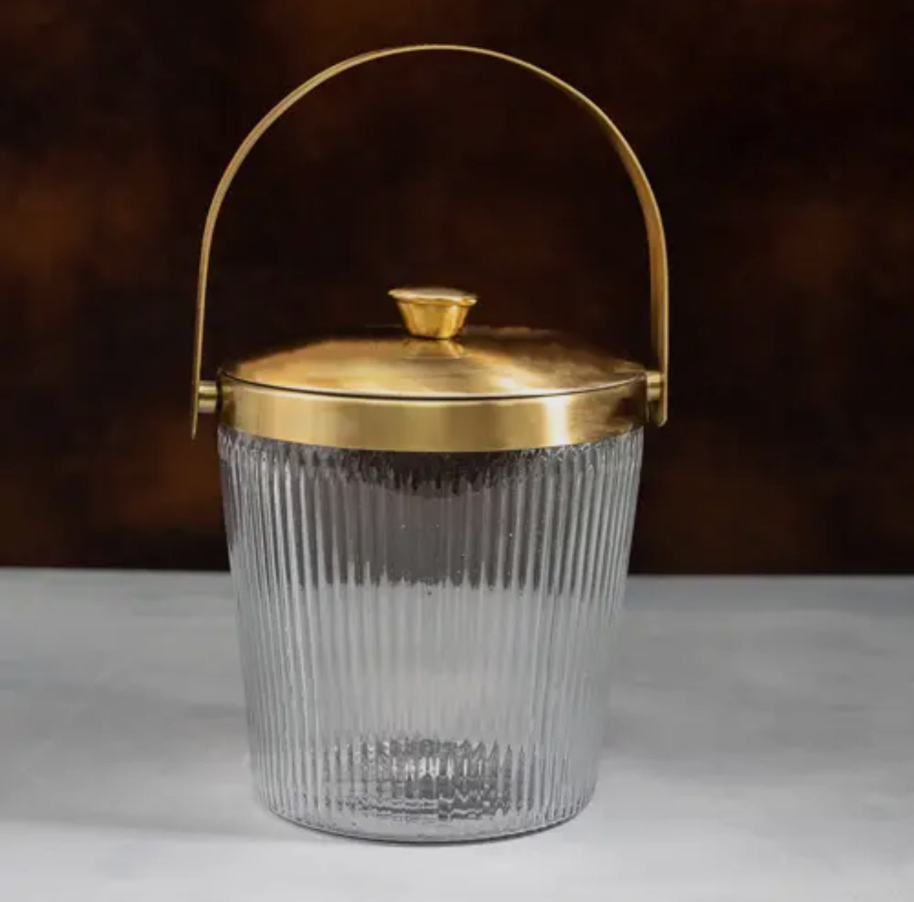 GLASS + GOLD ICE BUCKET