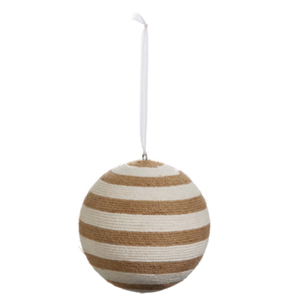 STRIPED JUTE BALL ORNAMENT