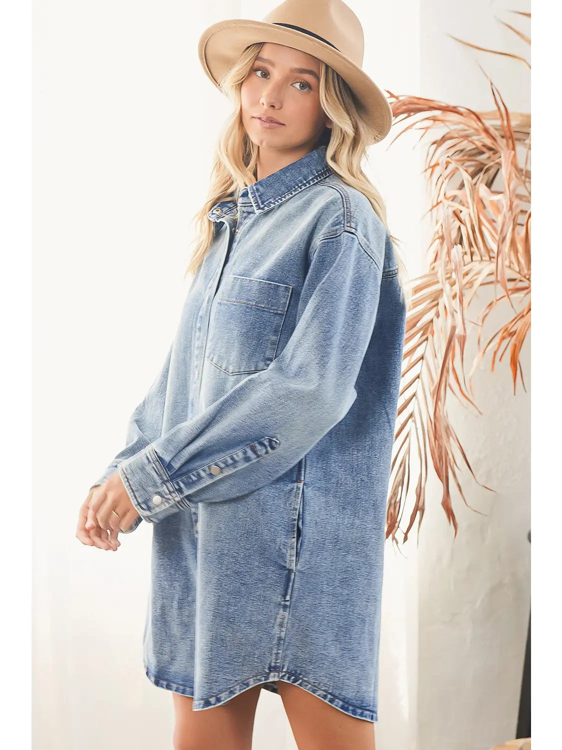 DENIM BUTTON DOWN DRESS