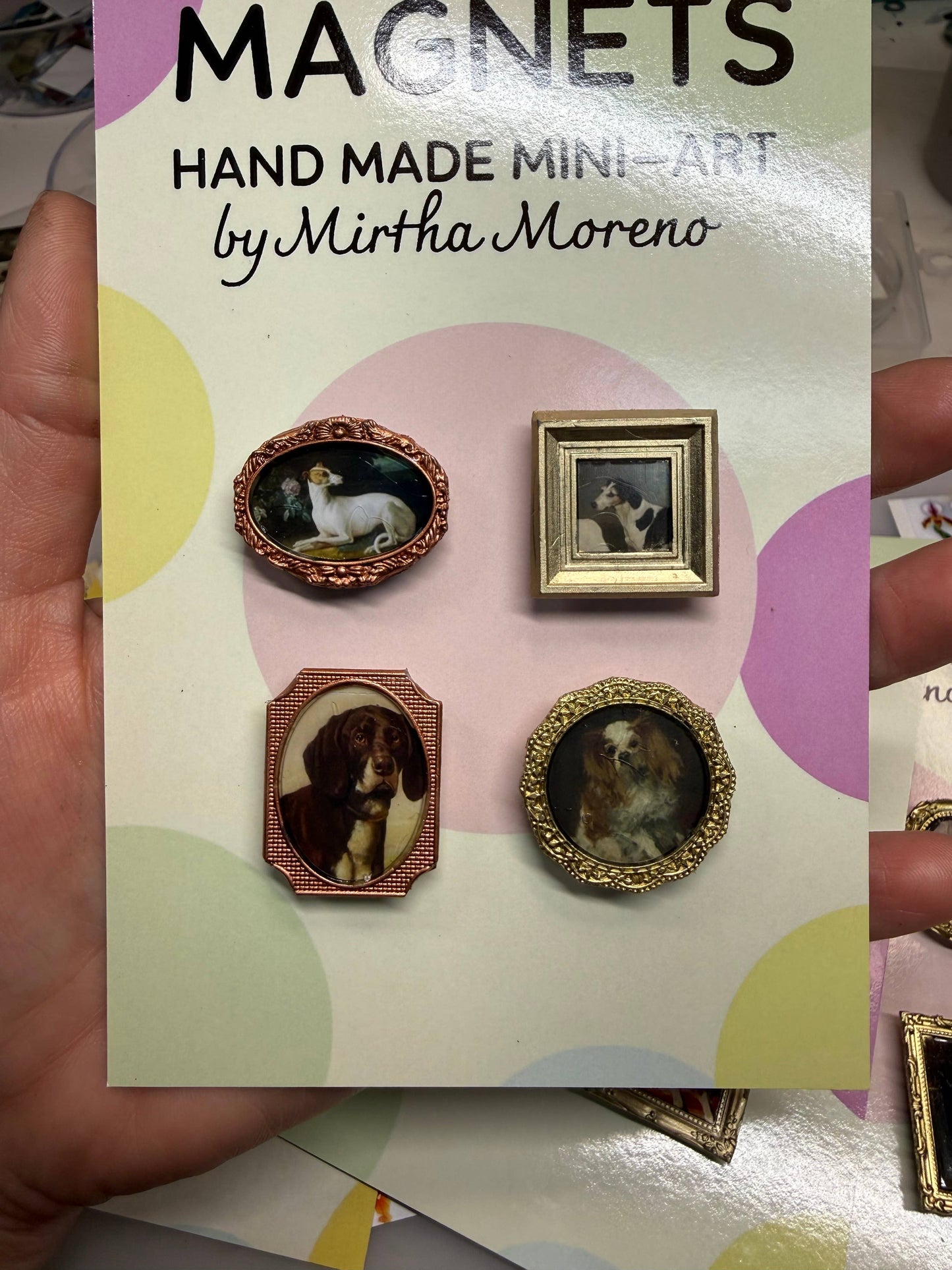 Handmade Magnets Antique dog canine images (Set of 4 each)