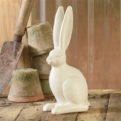 Sitting Bunny Hare, Ceramic - Sm - Matte White