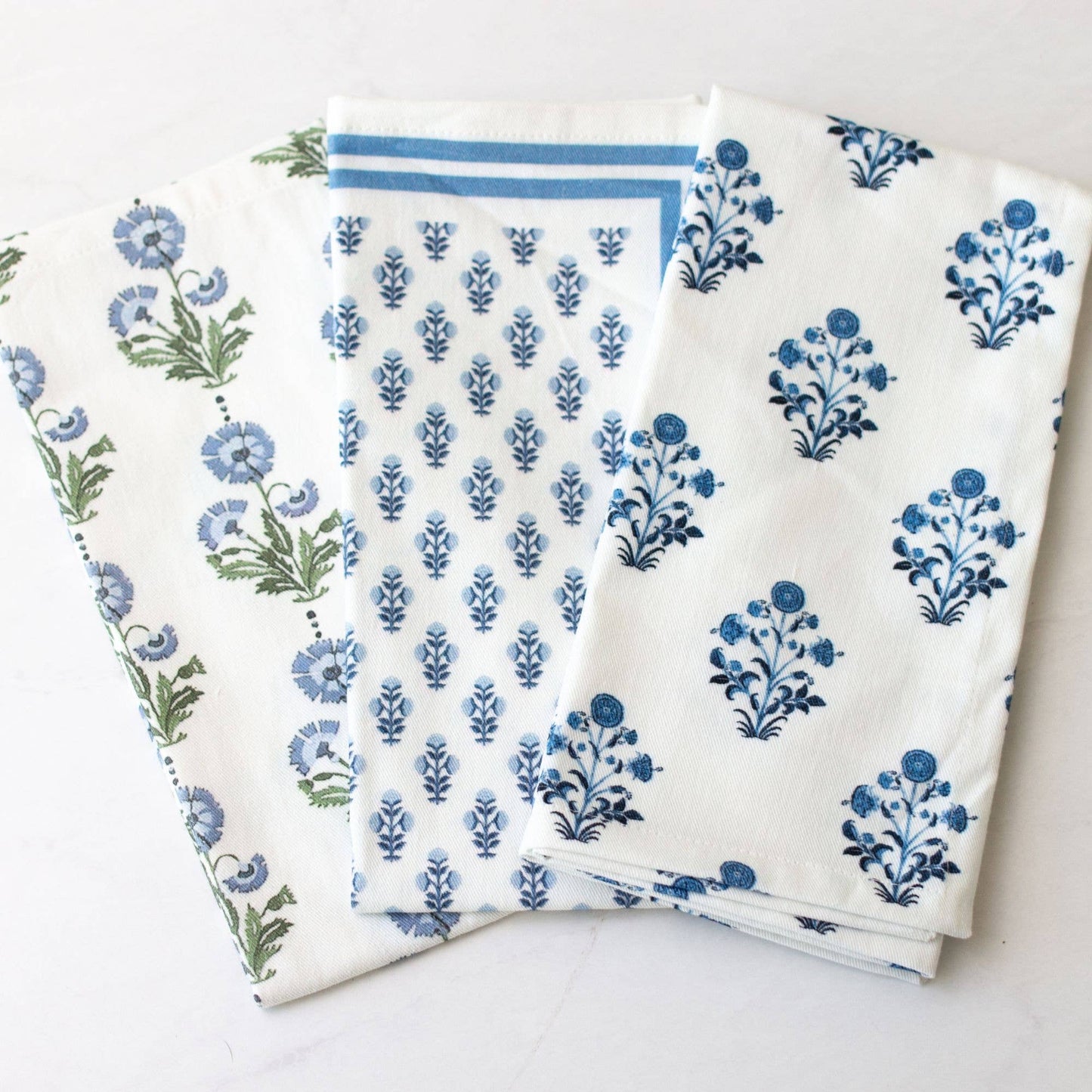 Isabella Blue Handcrafted Block Print Napkins - Set of 4