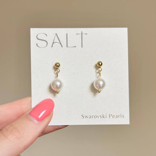 PEARL DROP EARRINGS | Swarovski pearls | minimal earrings