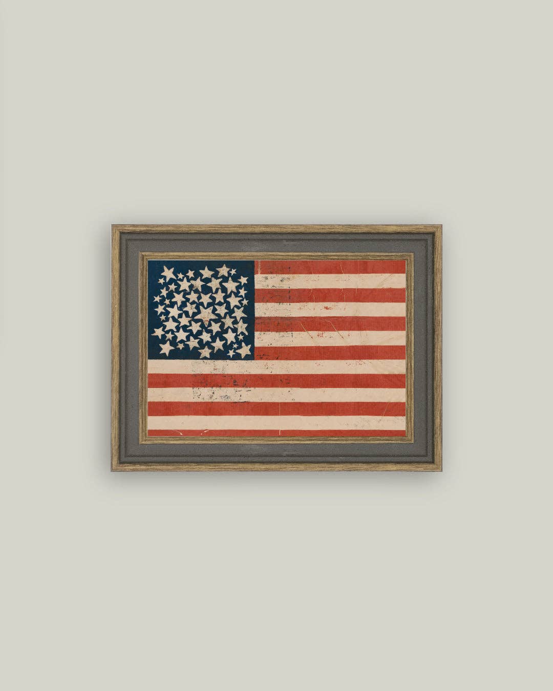 Rustic Flag Framed Antique Art