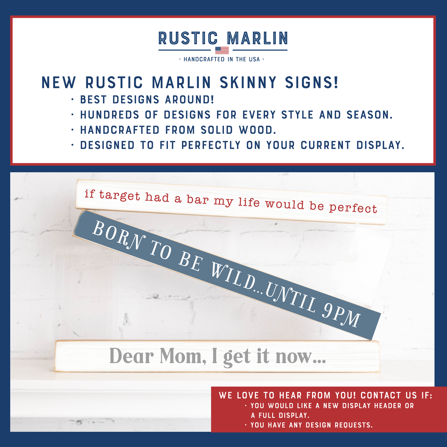 WESTPORT White/Navy Skinny Sign