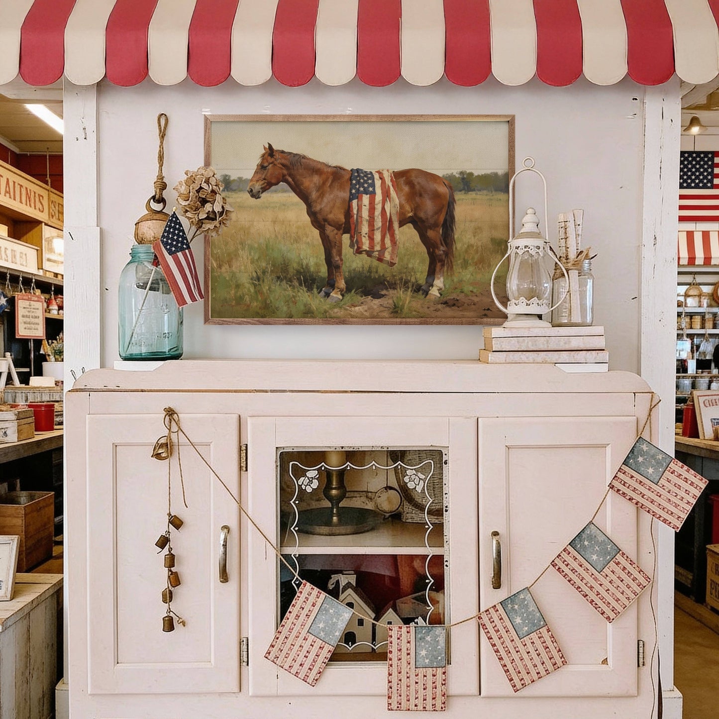 HORSE AMERICAN FLAG PRINT