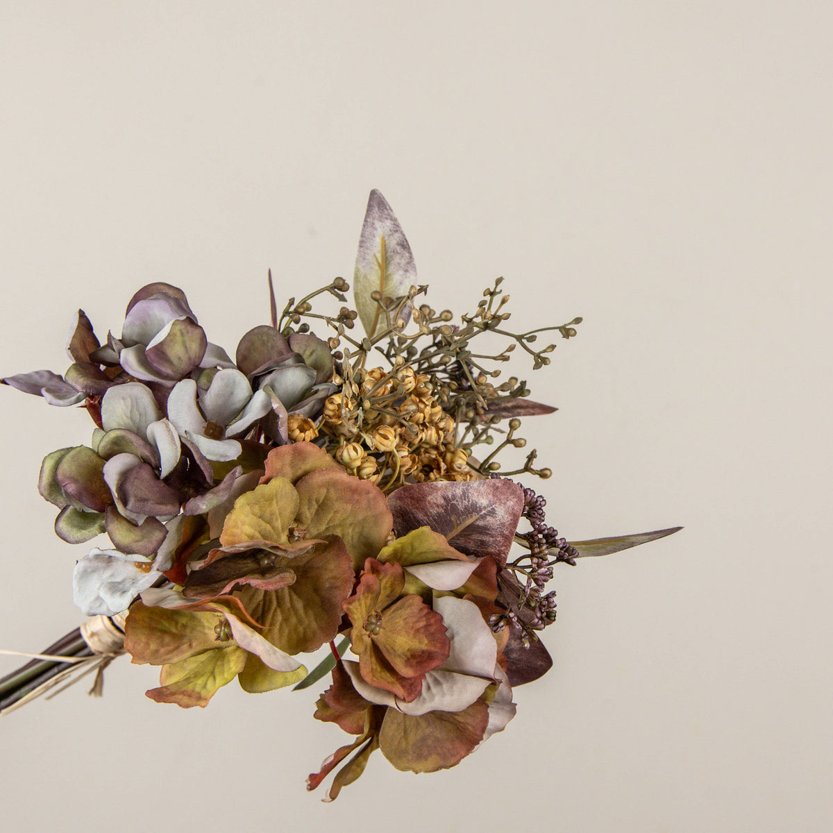 14" PURPLE PEONY, HYDRANGEA & BABY'S BREATH BOUQUET
