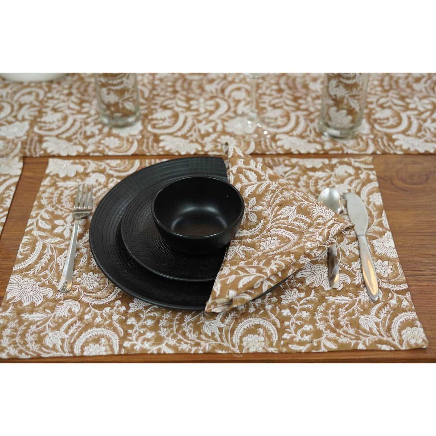 Indian Block Print Table Set of 4 Napkin -Mandakni