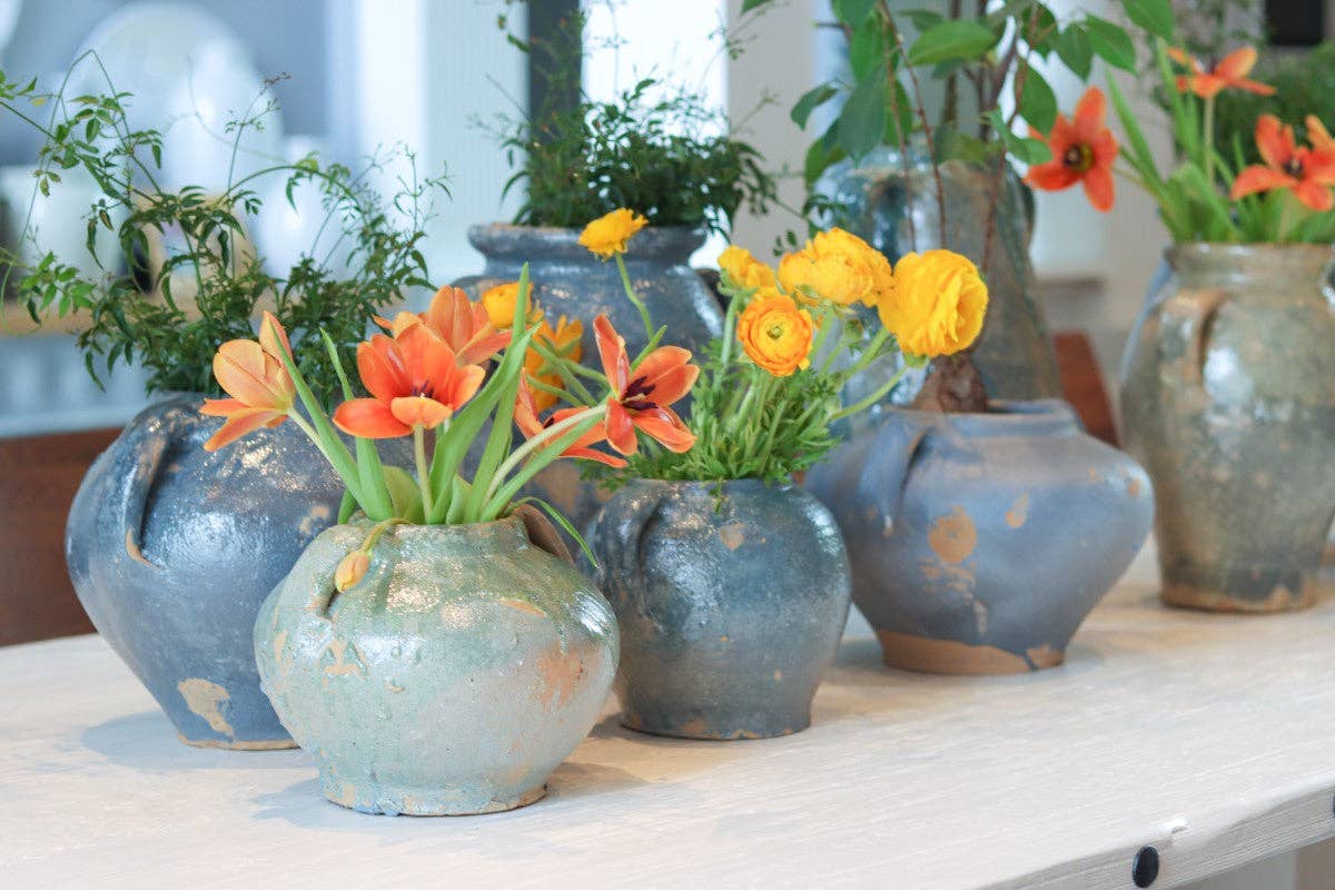Found Confit Garden Pot, Large, Blue-Green