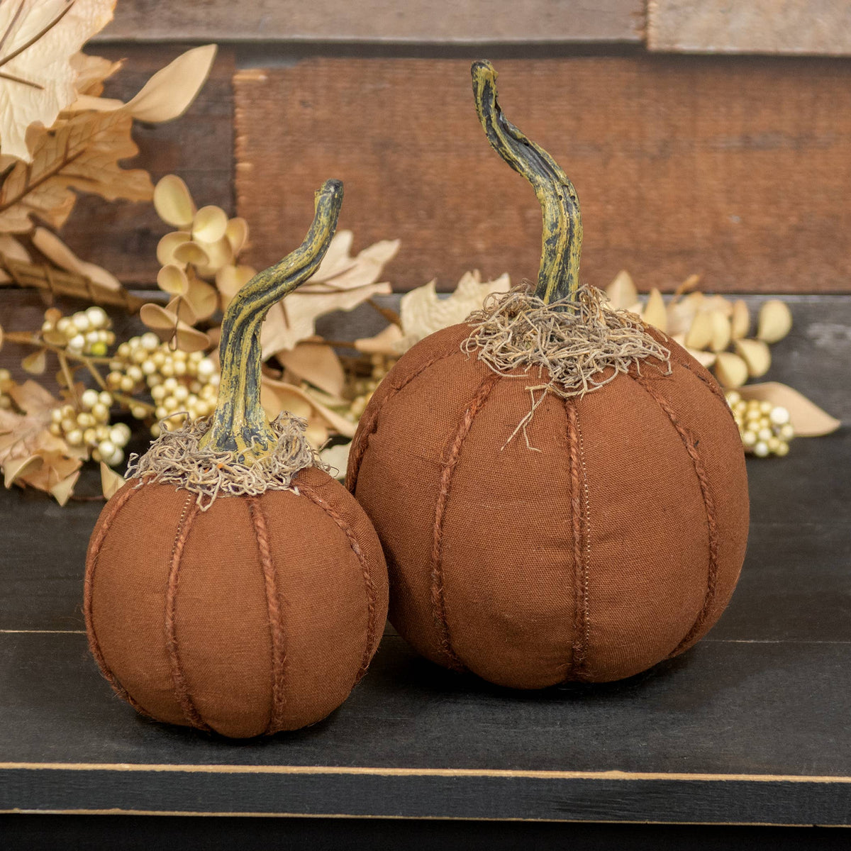 Stuffed Mossy Top Round Orange Pumpkin - 6" Dia.