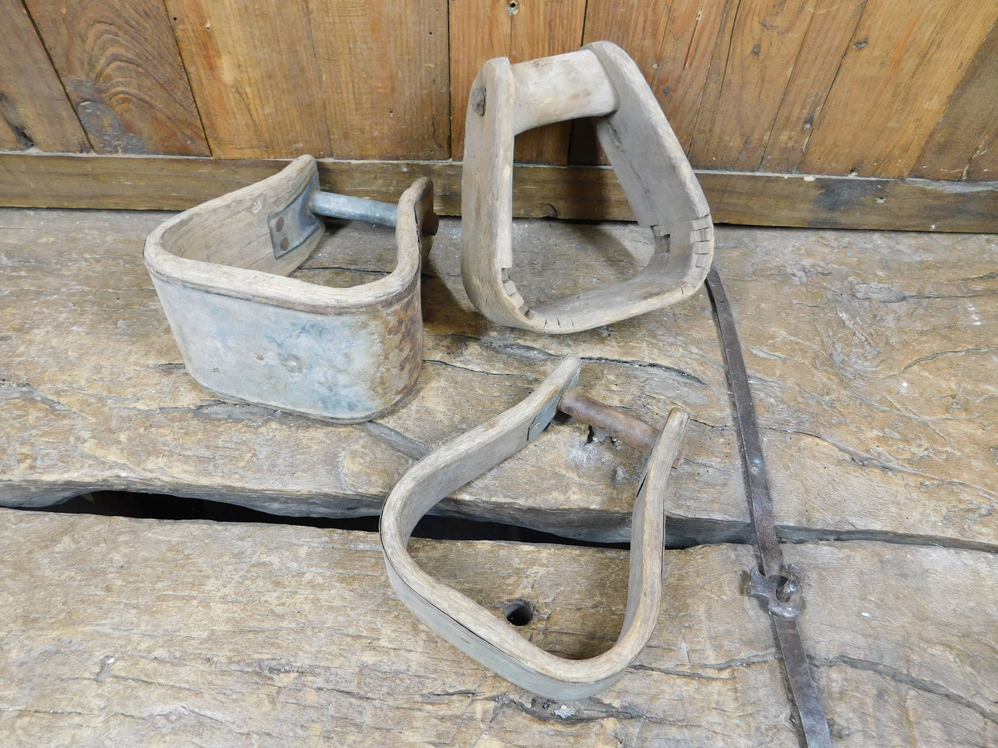 Antique Old Stirrups-#3-ER-Vaquero Saddle-Wood-Metal-Antique