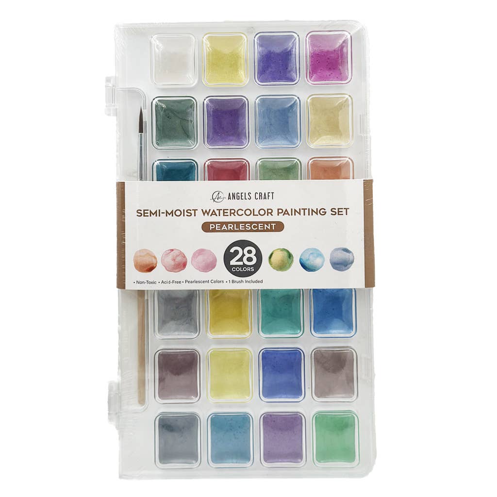 Semi-Moist Water Color Paint set - Pearlescent, 28 colors