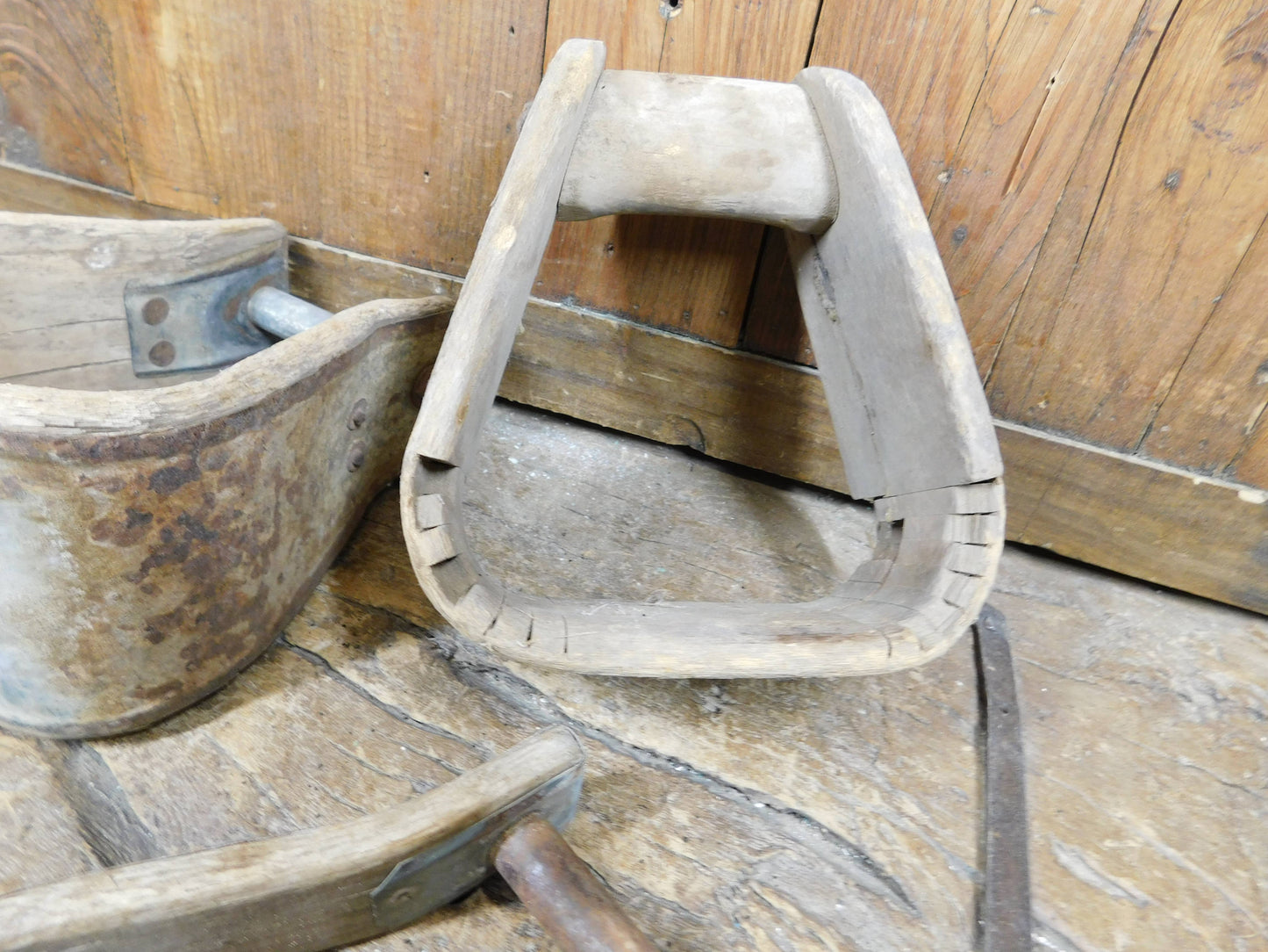 Antique Old Stirrups-#3-ER-Vaquero Saddle-Wood-Metal-Antique