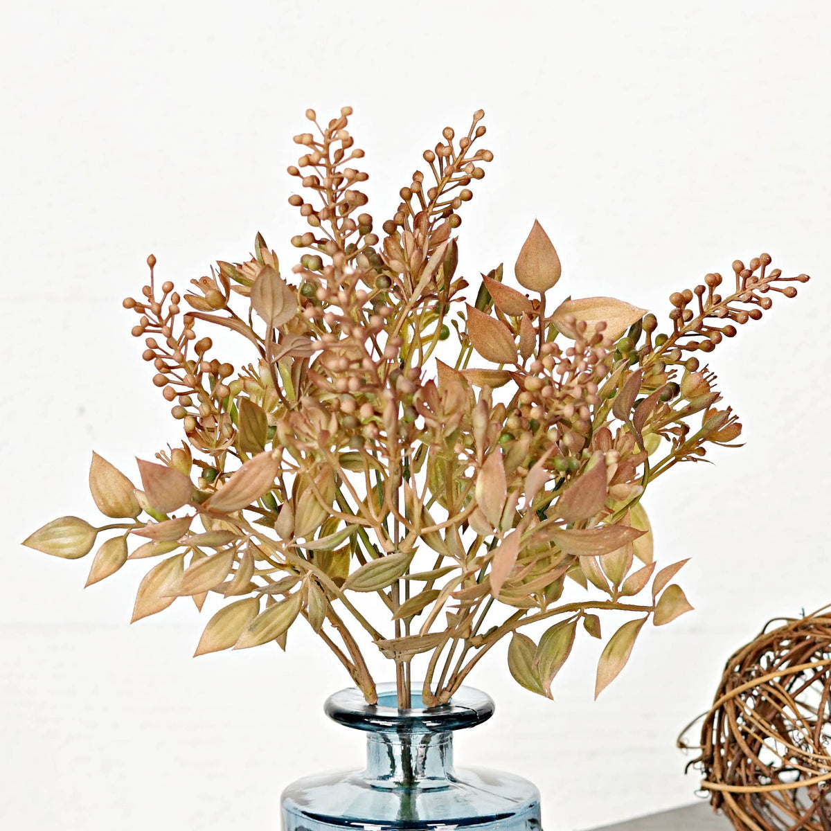 530912- 15in Bush-Fall Boxwood and Seeds-Latte