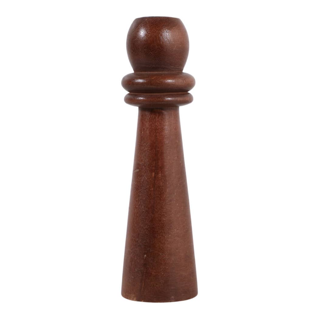 Candle Holder - Brown Mango Wood Modern Totem Taper, 10 in.