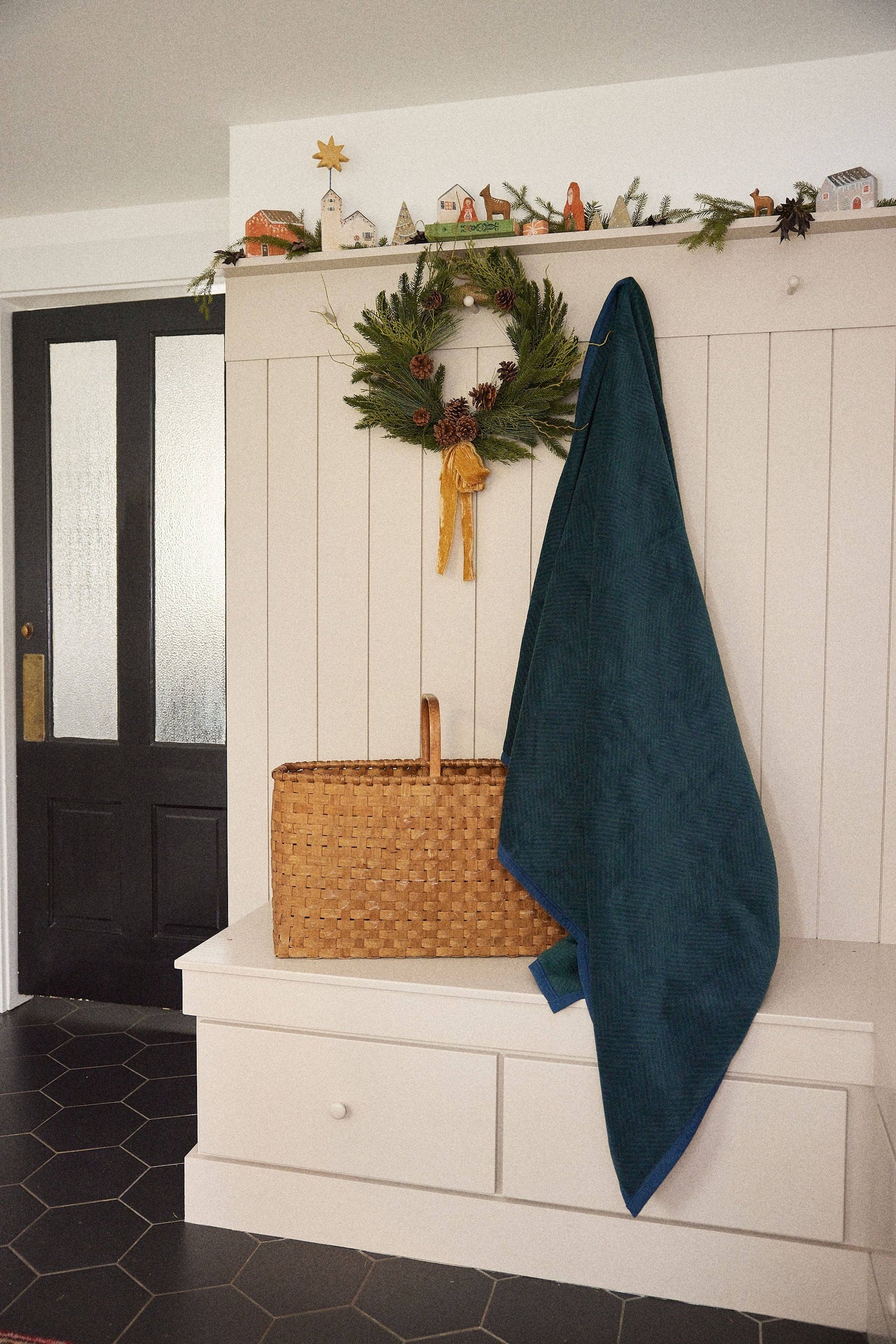 Harborview Herringbone Blue Spruce Blanket Chappy Wrap