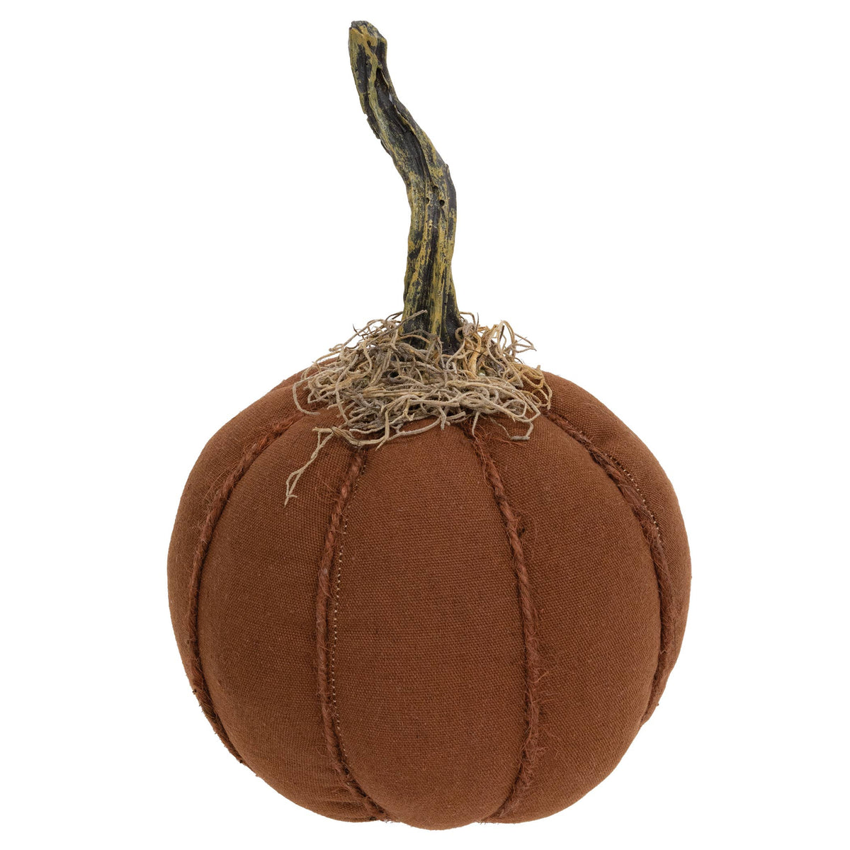 Stuffed Mossy Top Round Orange Pumpkin - 6" Dia.
