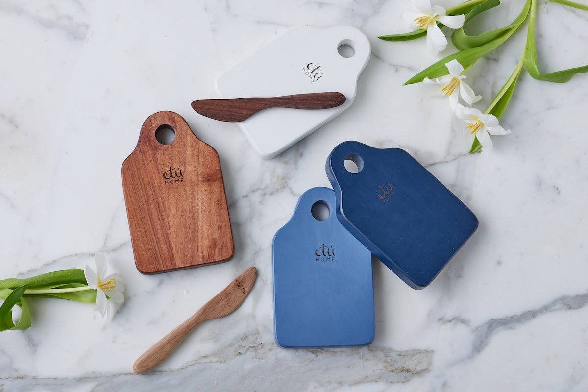Dutch Cheese Board with Spreader, Small, Denim Blue