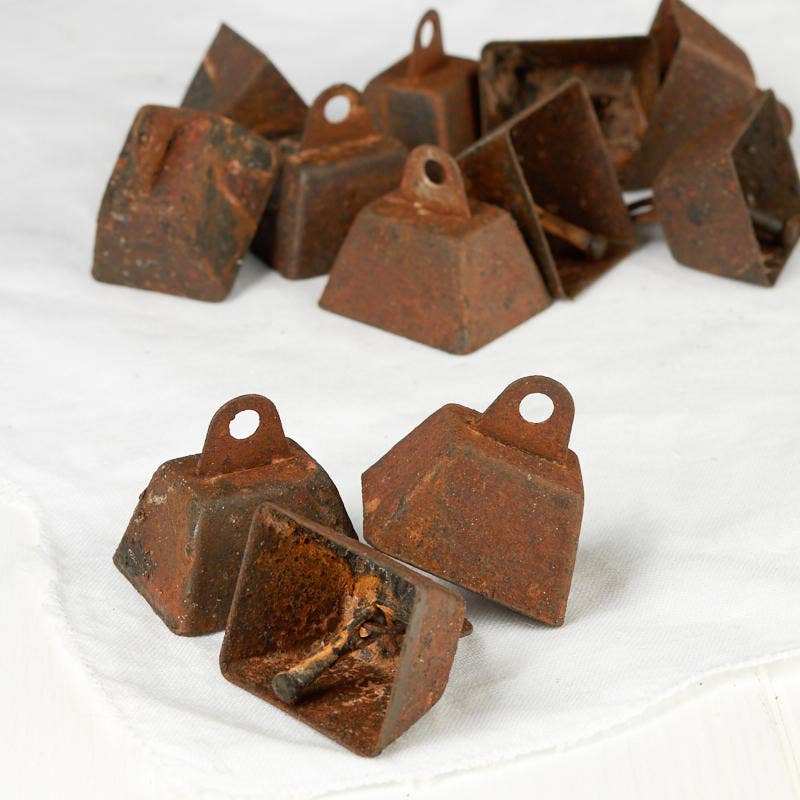 1-1/4" Rusty Tin Cow Bells  - Bag of 12 Rusted Bells