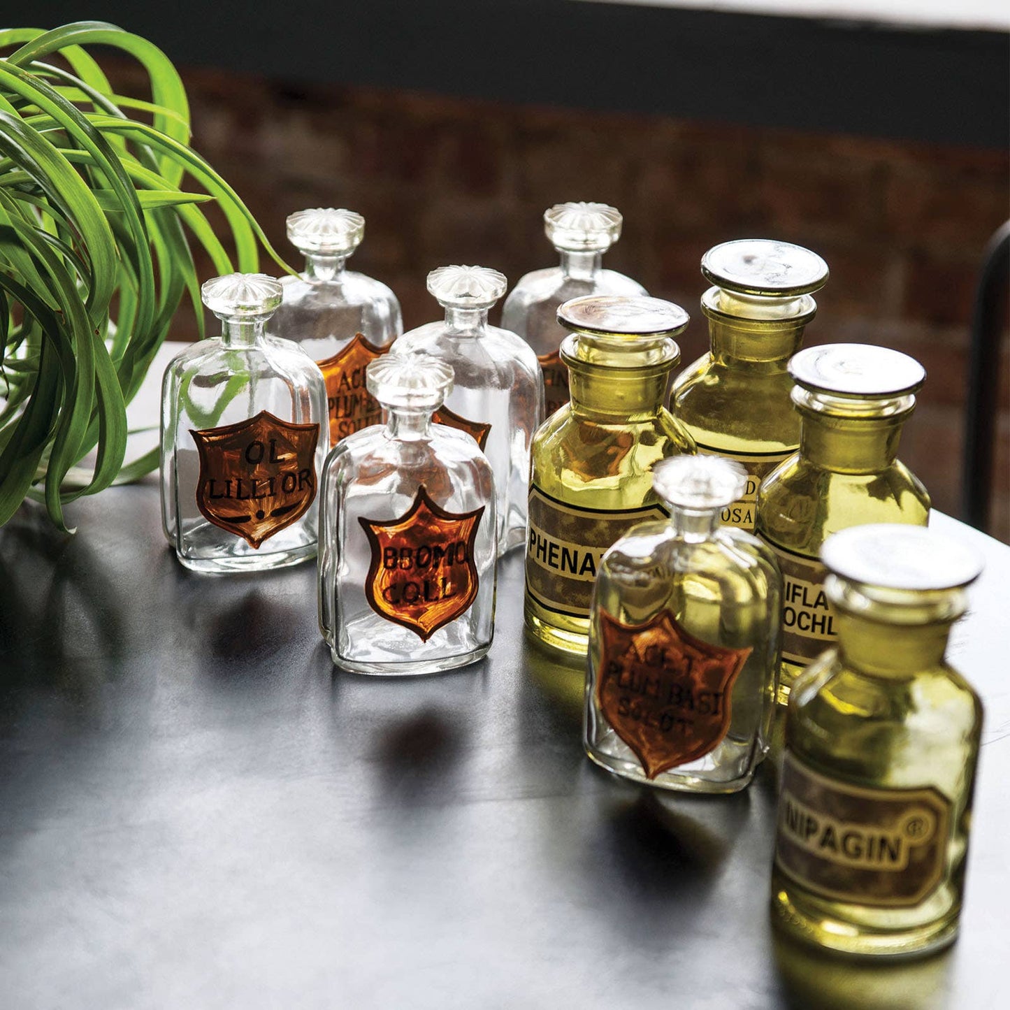 Set of 4 Green Apothecary Bottles