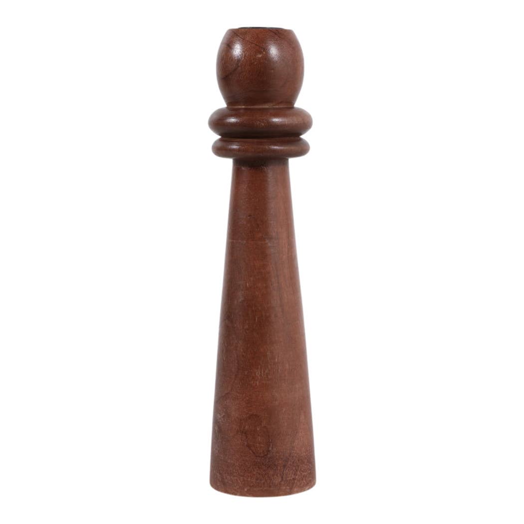 Candle Holder - Brown Mango Wood Modern Totem Taper, 12 in.