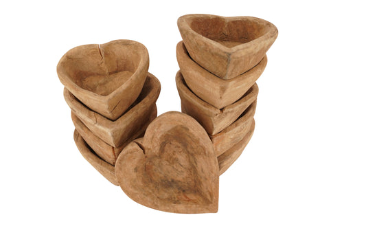 Mini Heart Dough Bowl-6-7 inches-Unfinished wood