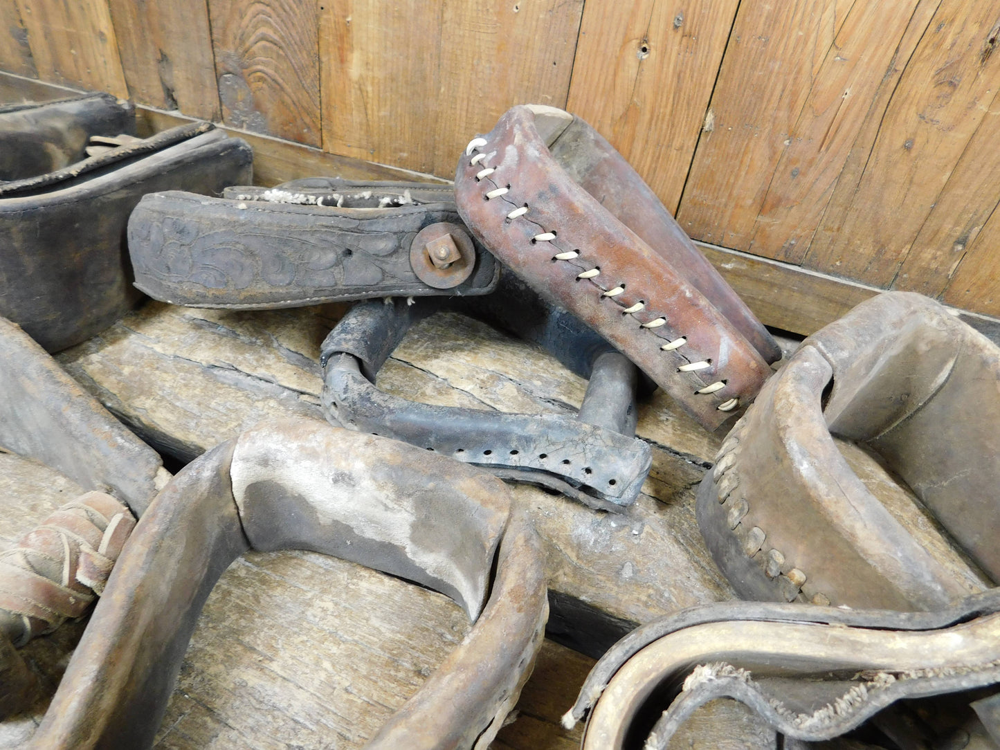 Vintage Leather Stirrups-WH4--Western Saddle-Original-Assrt