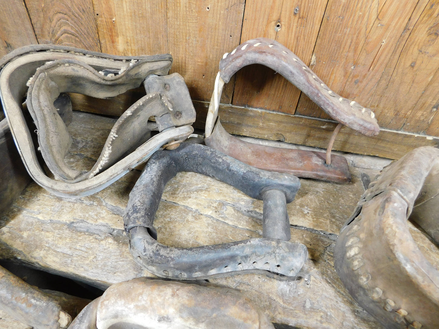 Vintage Leather Stirrups-WH4--Western Saddle-Original-Assrt