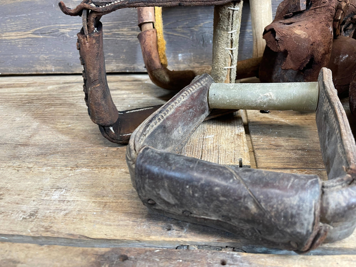 Vintage Leather Stirrups-WH4--Western Saddle-Original-Assrt