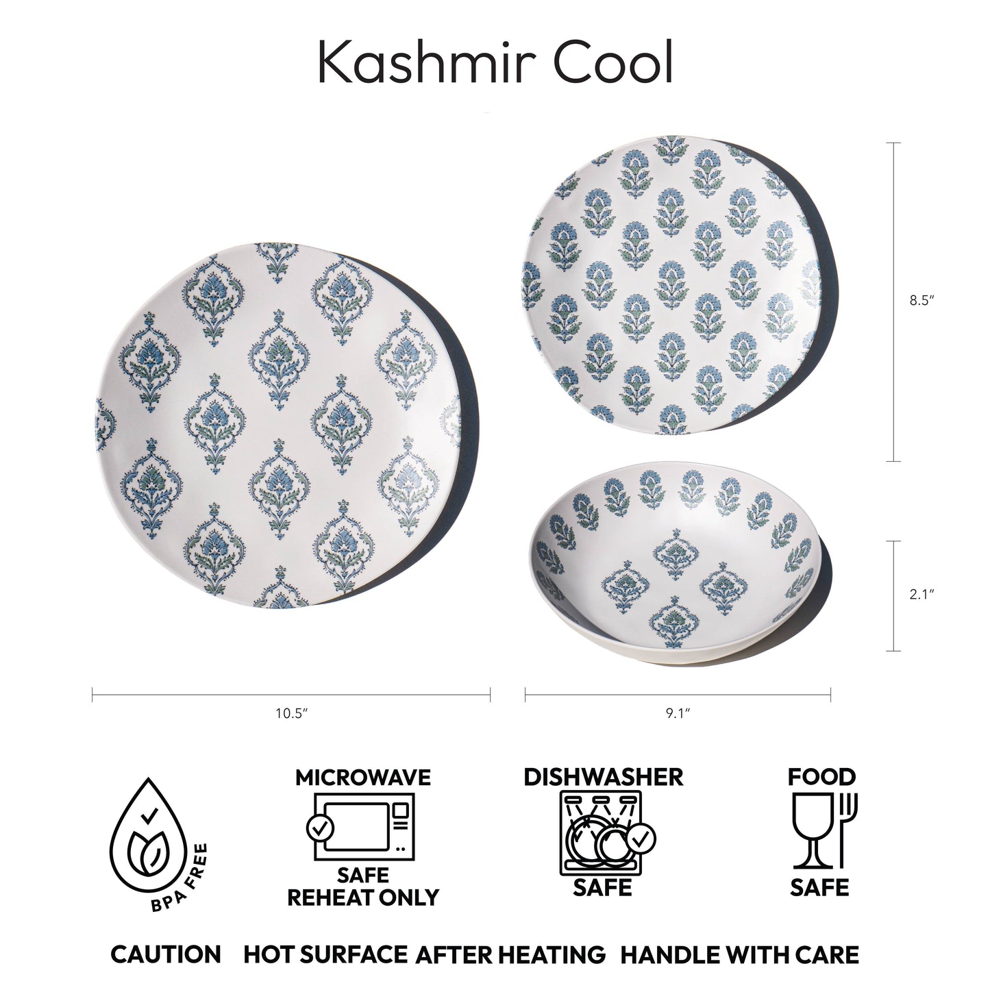 Kashmir Cool newWave Microwave Safe Melamine Dinnerware Set