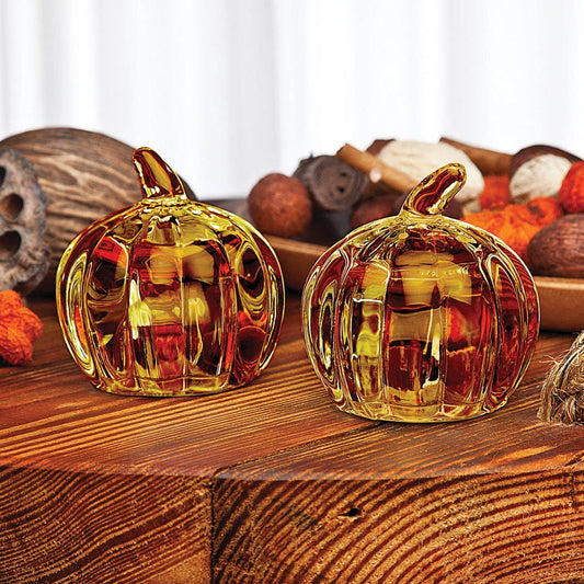 Harvest Amber Pumpkin Salt & Pepper Shaker Set