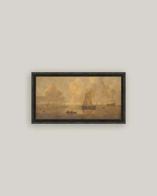 SEASCAPE TOWN FRAMED ART