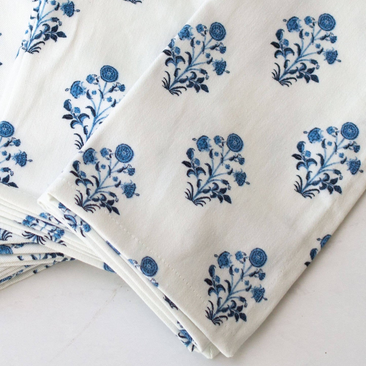 Isabella Blue Handcrafted Block Print Napkins - Set of 4