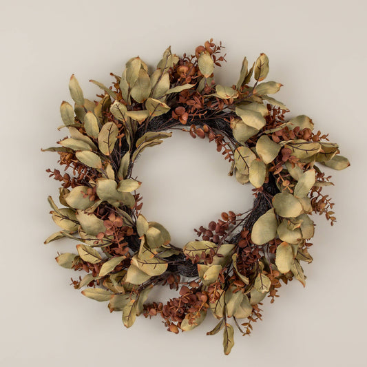 22" BROWN EUCALYPTUS & LAUREL LEAF WREATH