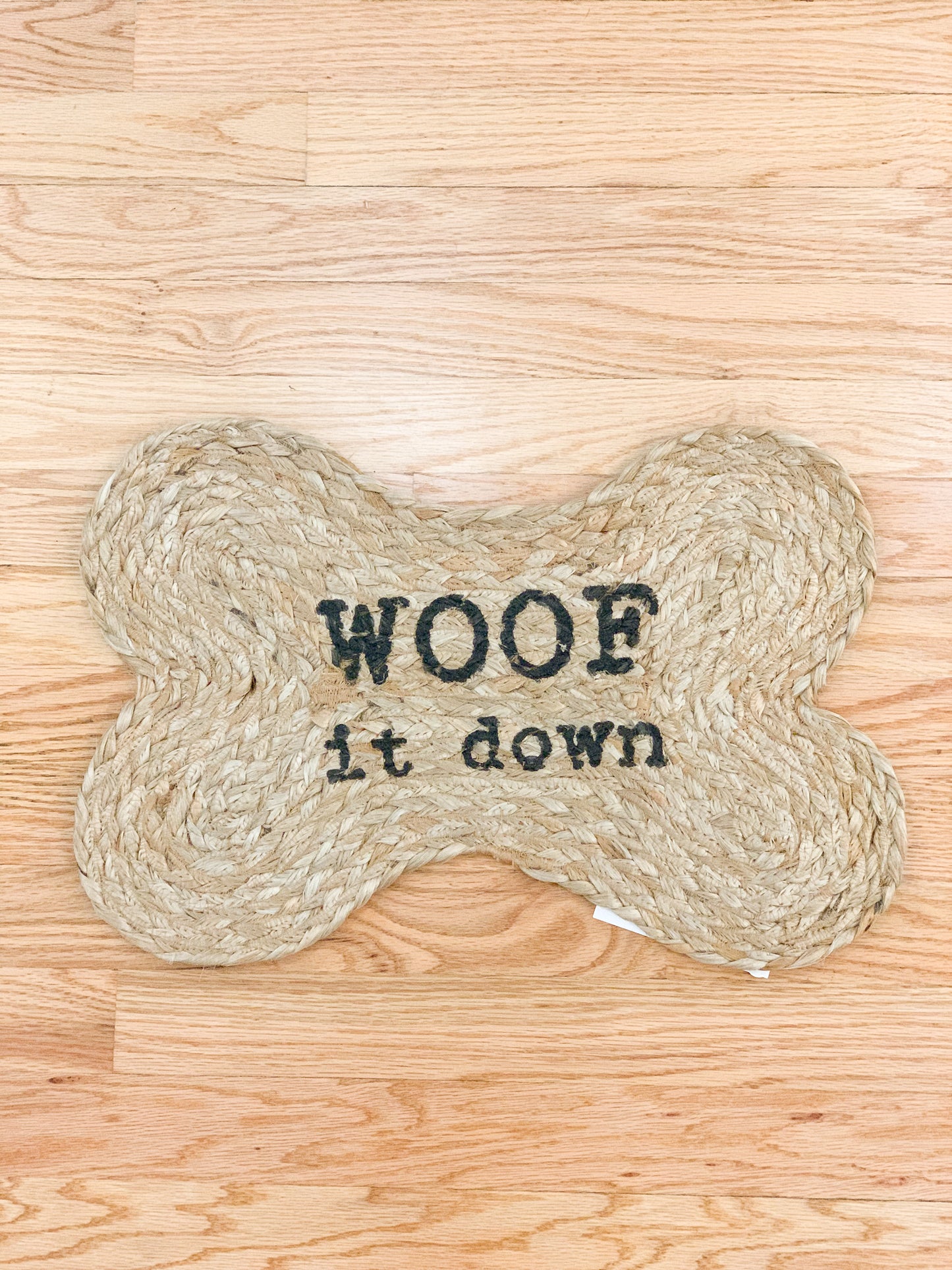 WOOF JUTE DOG BOWL MAT