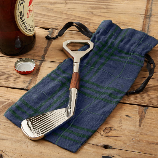 GOLF CLUB BOTTLE OPENER IN GIFT POUCH