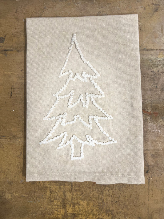 TREE WHITE KNOTTED TOWEL